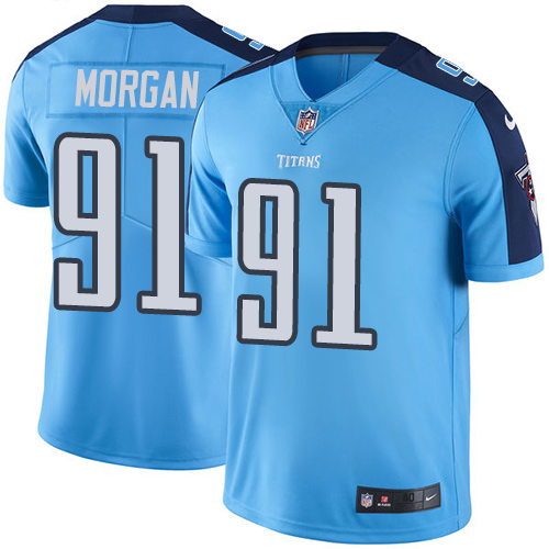 Men's Elite Derrick Morgan Nike Jersey Light Blue - #91 Rush NFL Tennessee Titans